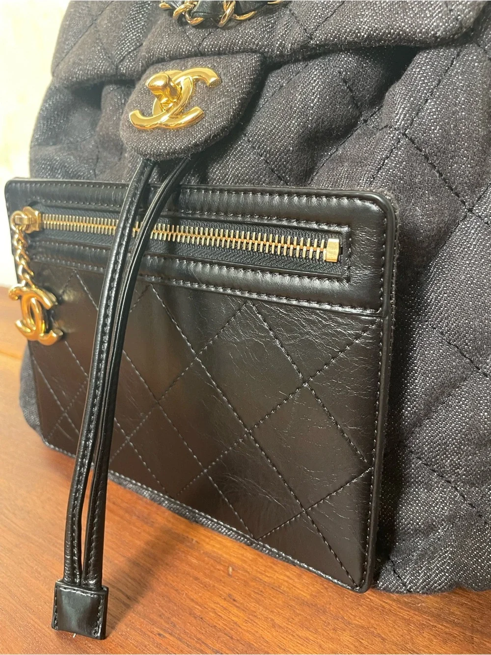 Chanel Washed Denim Calfskin Quilted Backpack 2016